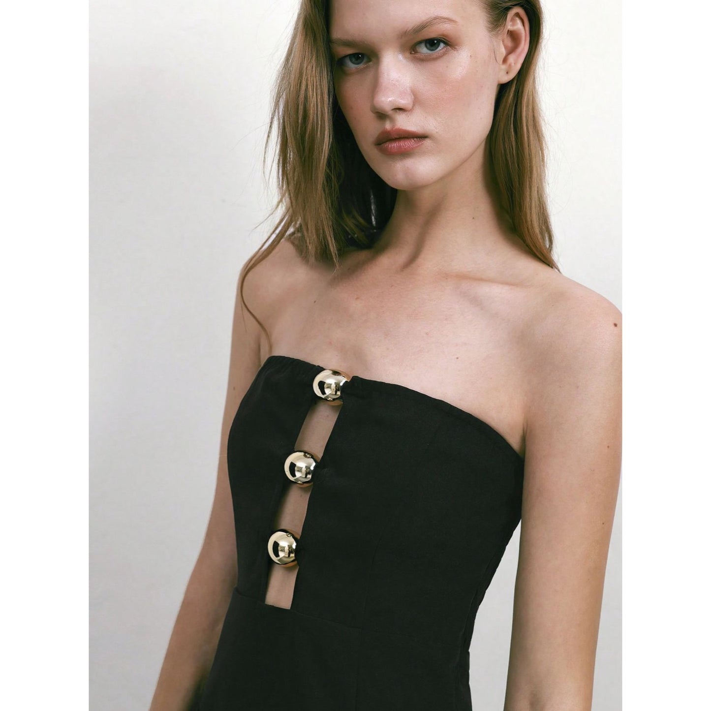 Strapless Midi Dress With Neckline