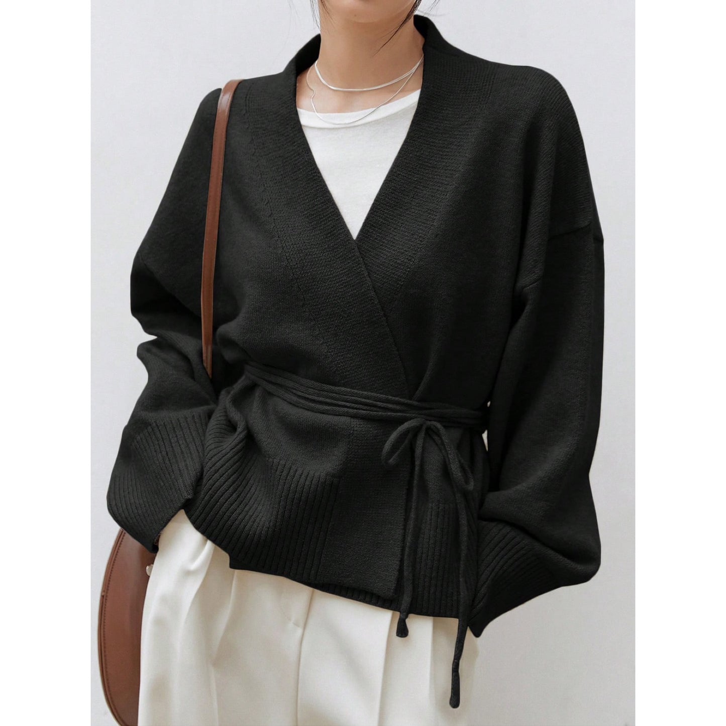 Wrap Sweater with Bow