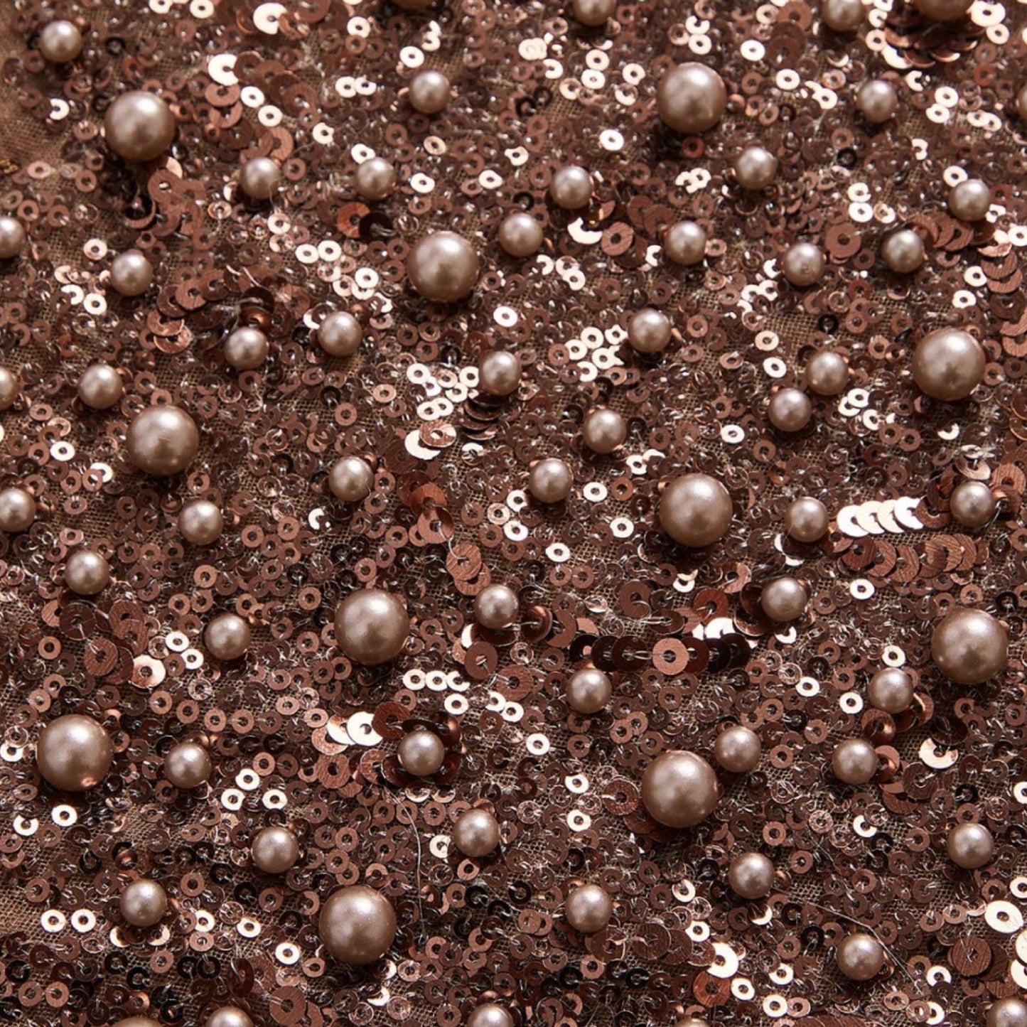 Cardigan Mocha Recamado en Perlas y Lentejuela