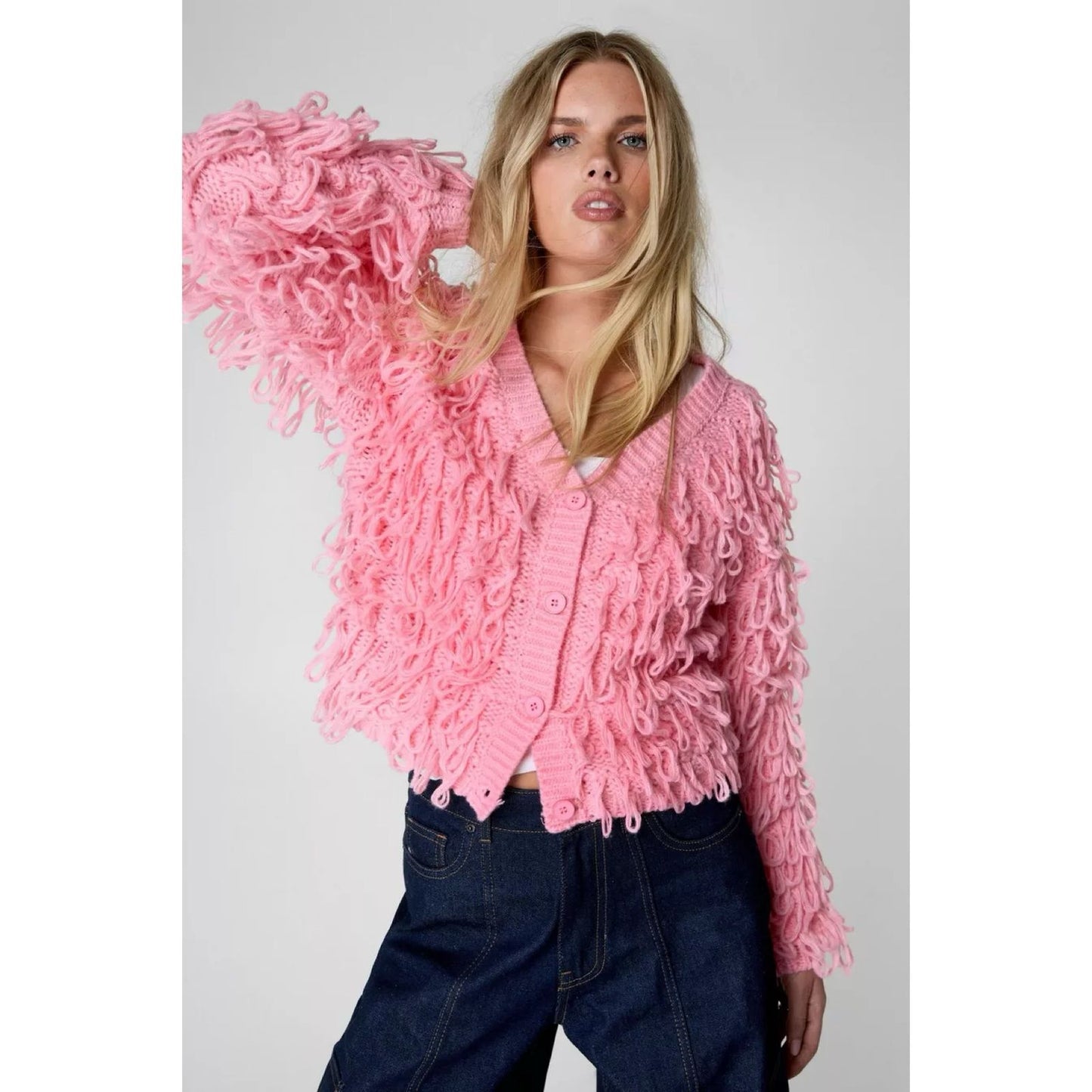 Knitted Cardigan with Fringe