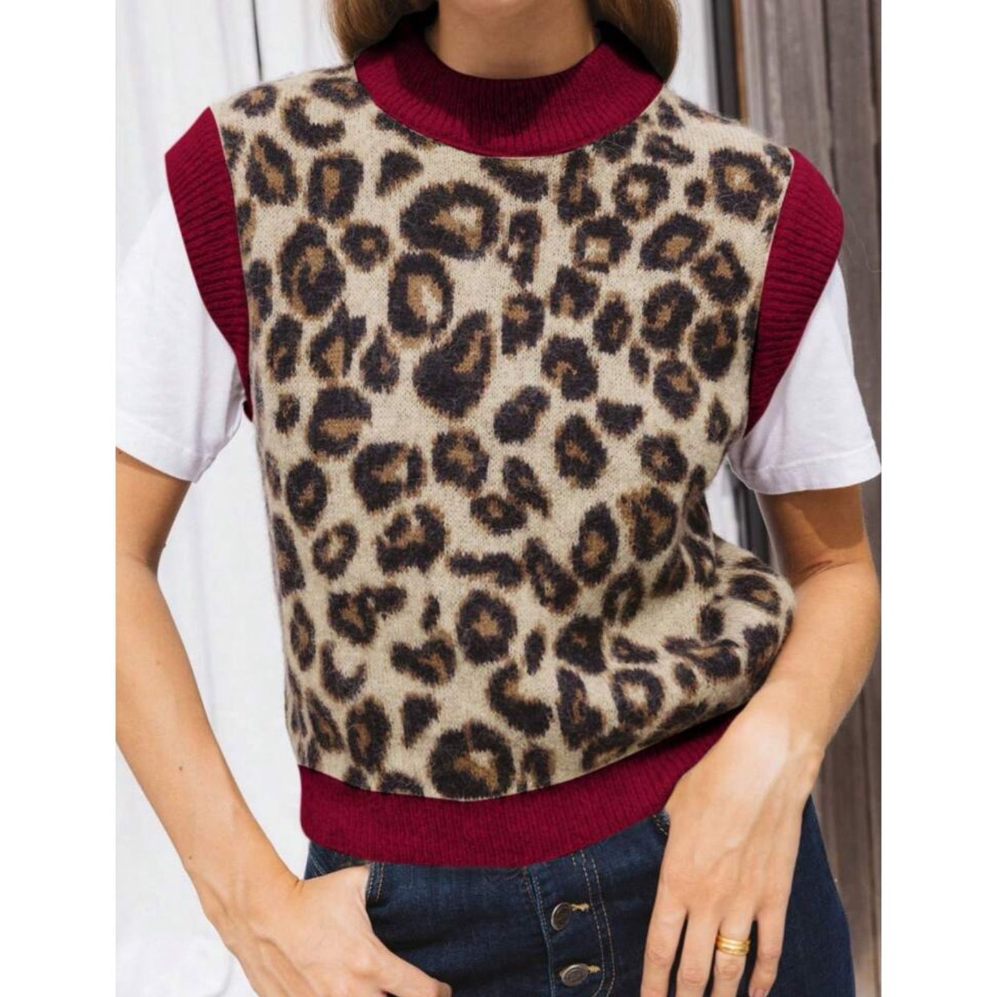 Chaleco Tejido con Estampado Animal Print