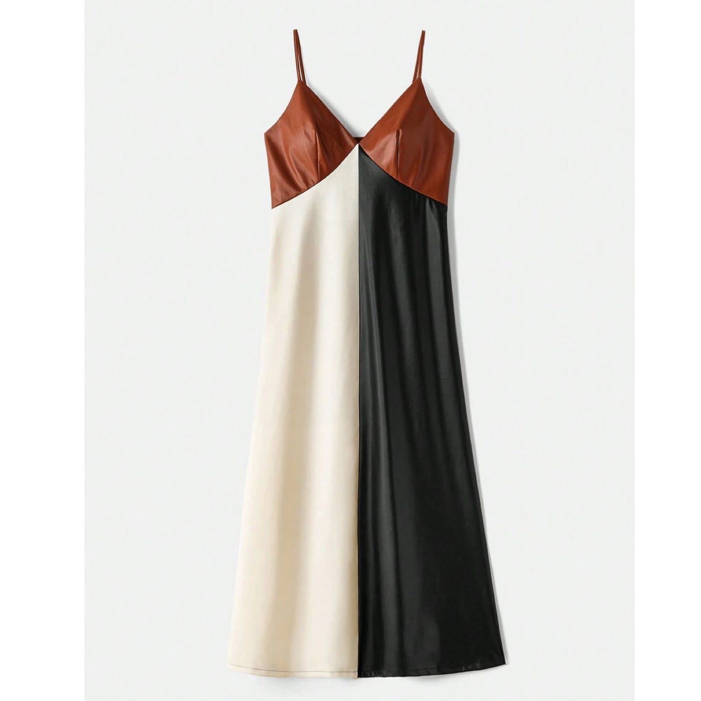 Vestido Midi de tiras colorblock