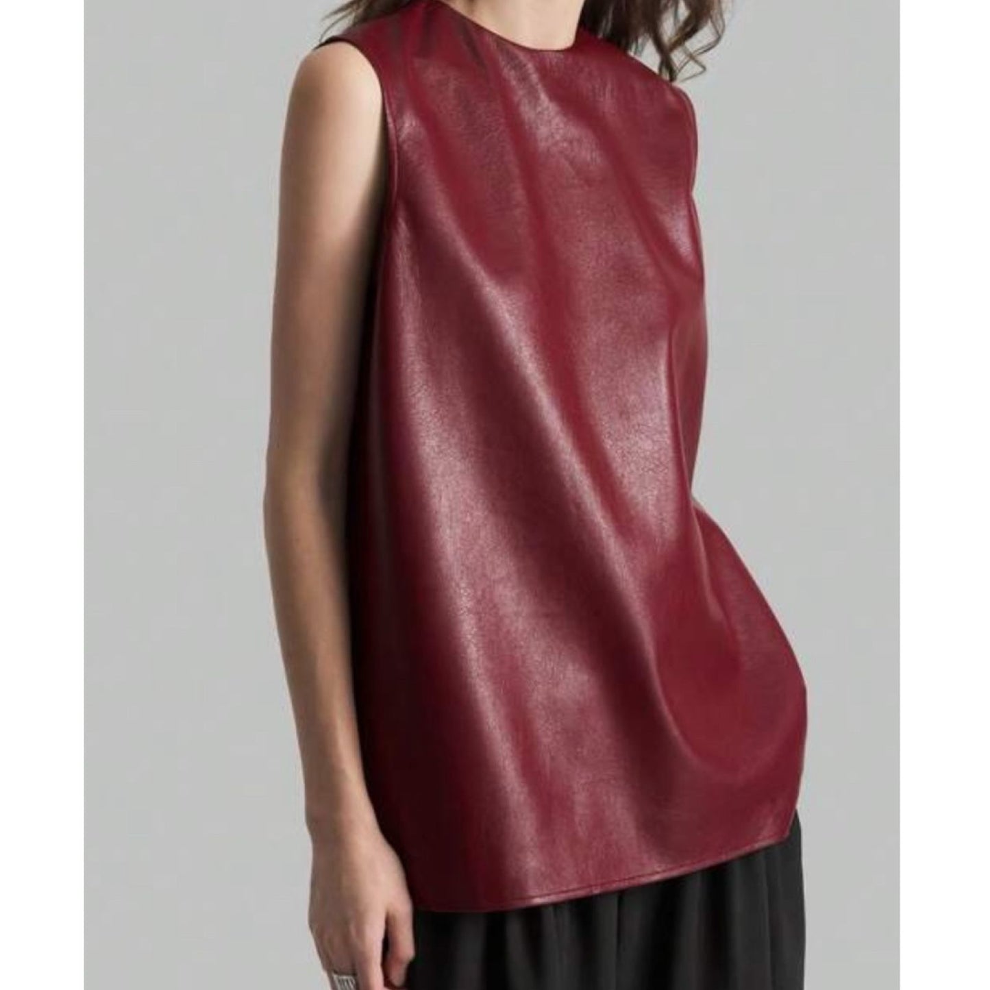 Top sin Mangas y Cuello Redondo Burgundy