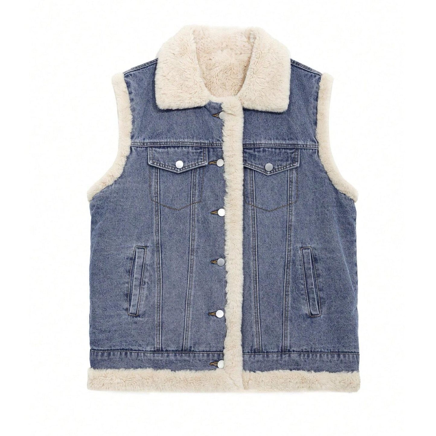 Cheleco Denim con Piel de Borrego