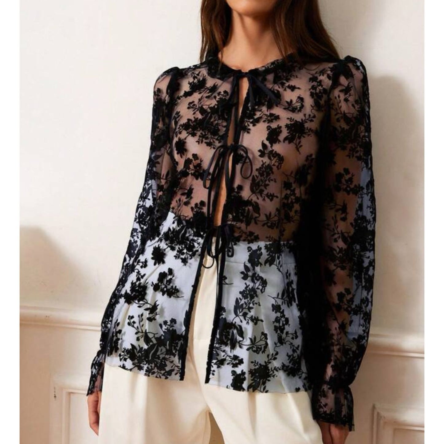 Top Manga Larga Floral