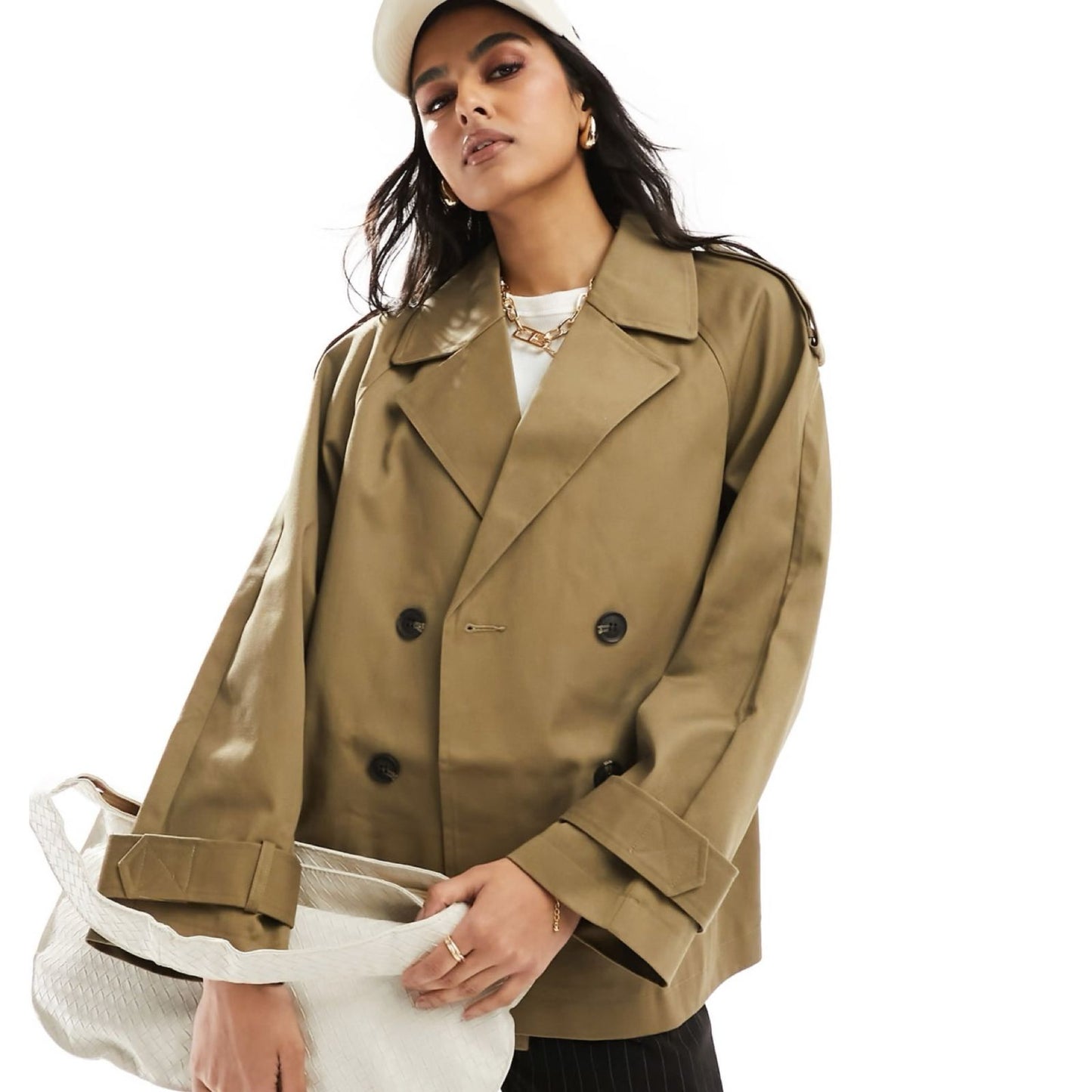 Chaqueta Estilo Trench Corta