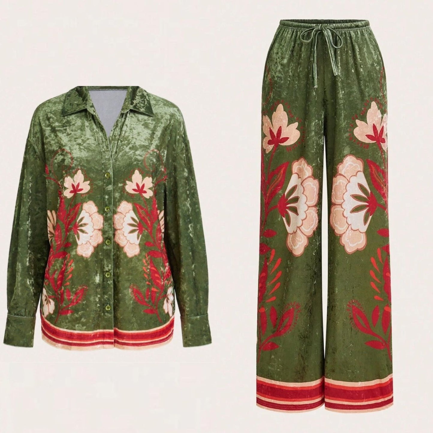Set Camisa y Pantalón Floral Velvet