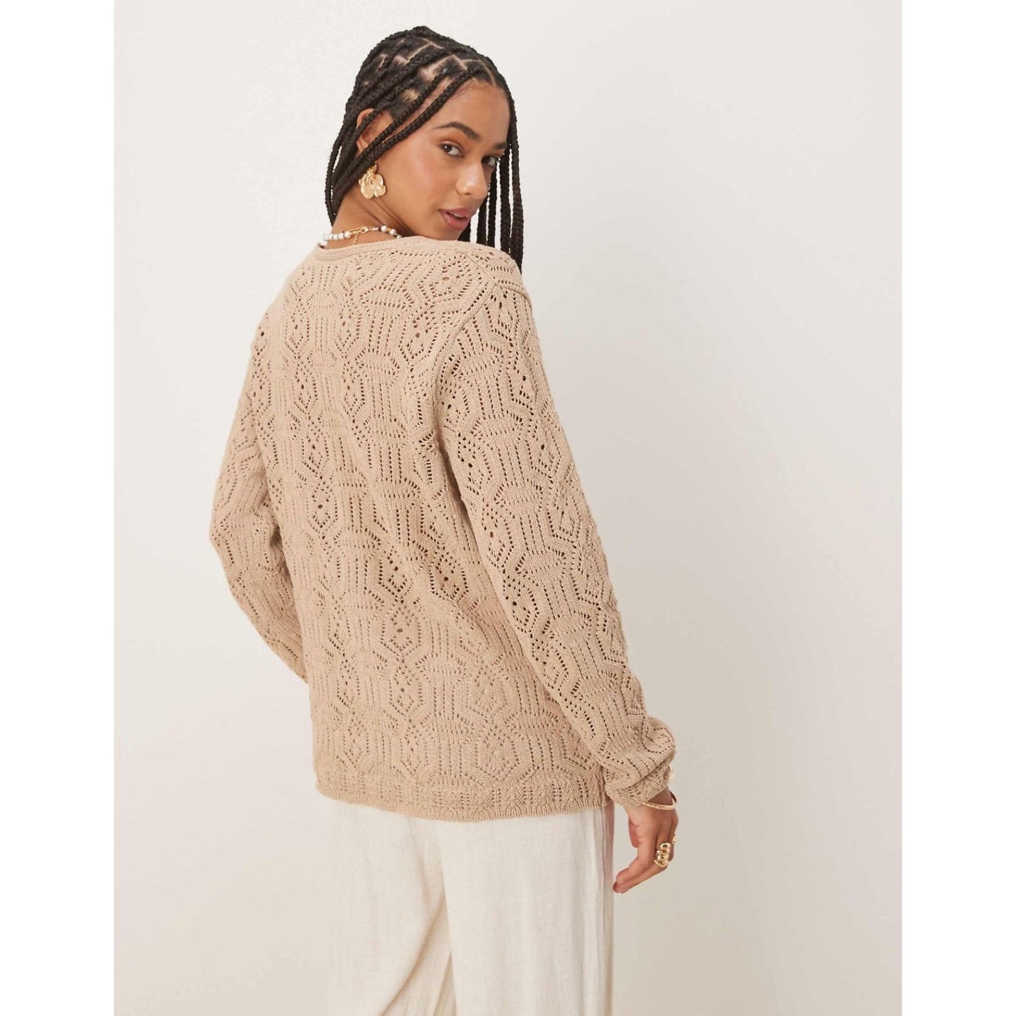 Cardigan con Escote Tejido y Lazos