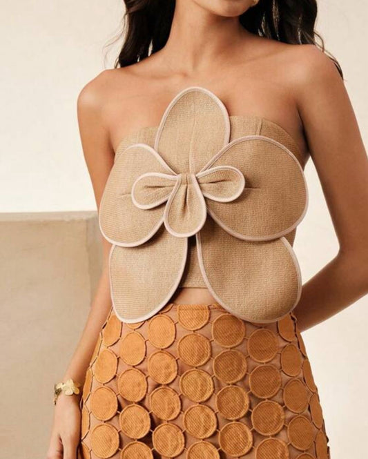 Crop Top  Flor Tridimensional VM