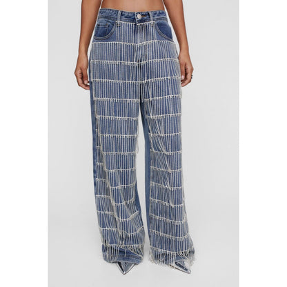 Jean con Flecos en Rhinestone