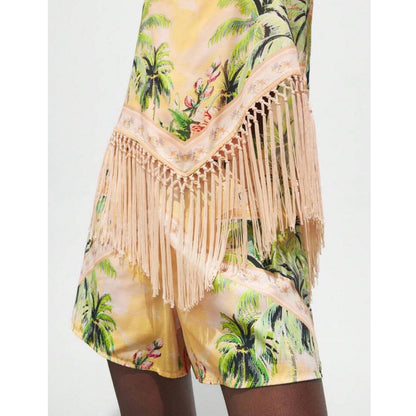 Set Top de Tiras con Flecos y Short Tropical