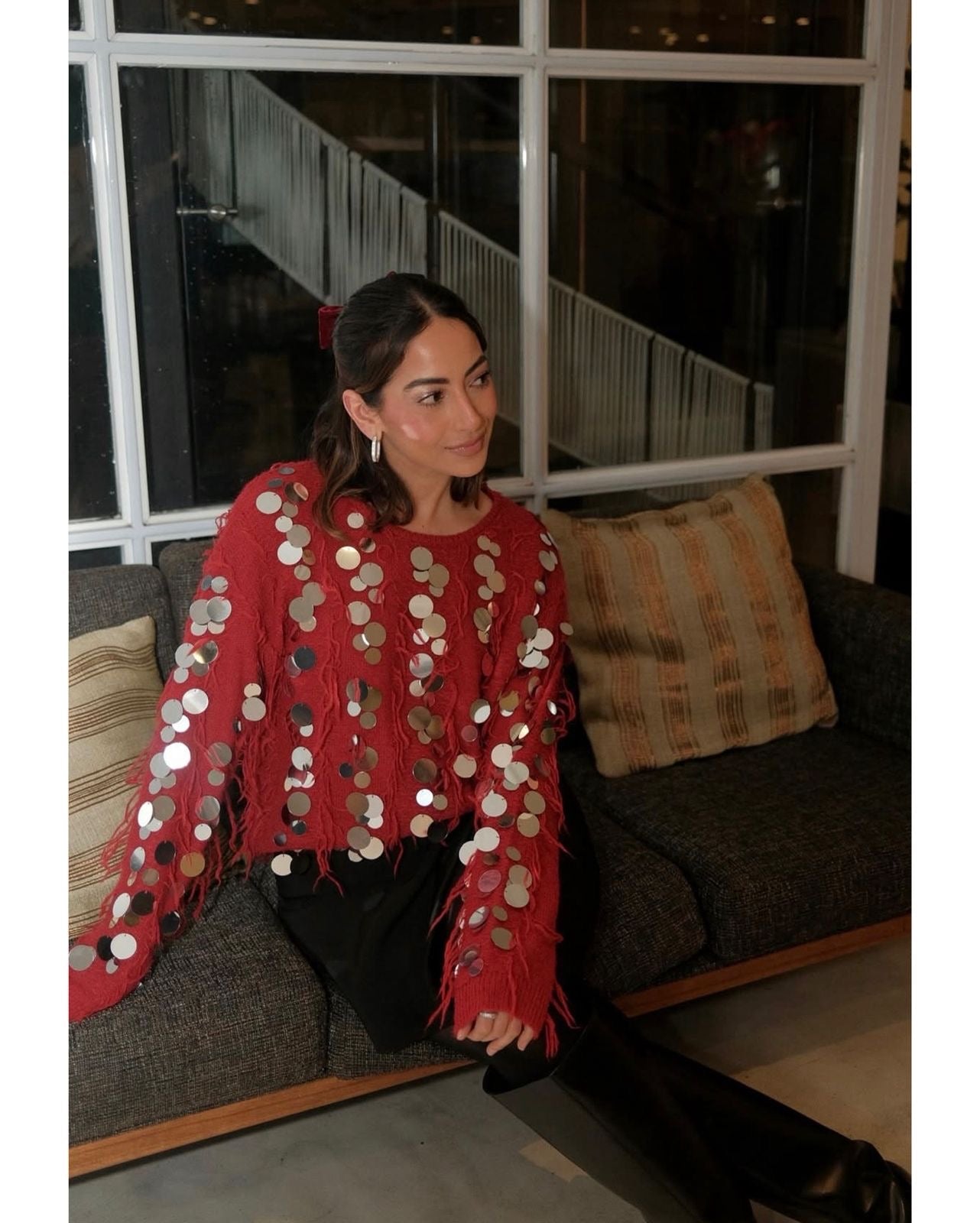 Sweater Burgundy con Lentejuela.