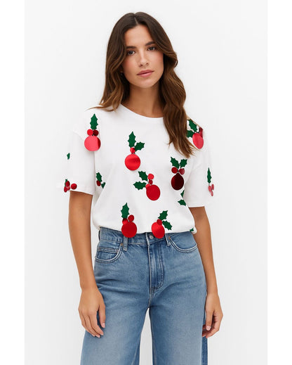 T-shirt Navideña Con Lentejuelas