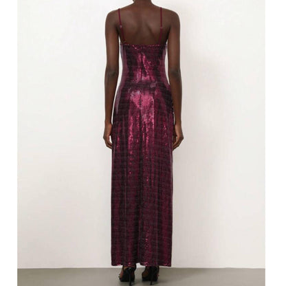 Vestido Maxi de Tiras en Lentejuela Disco