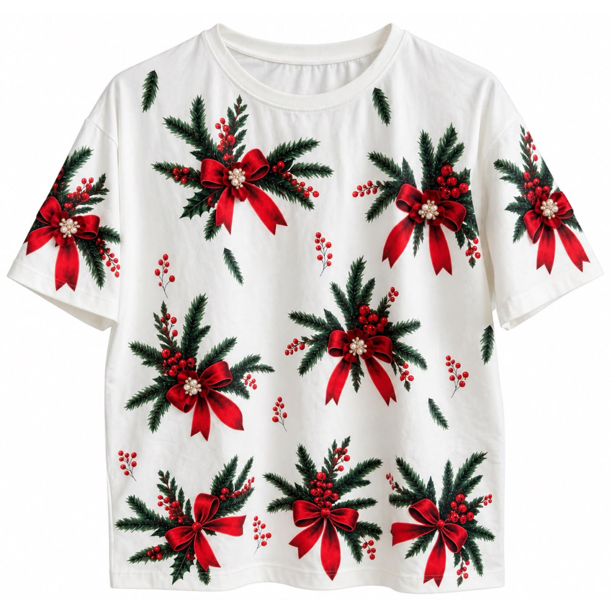 T-shirt Navideña  con Lazos