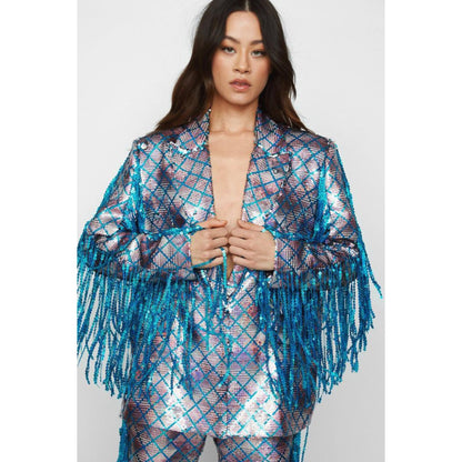 Sequin Fringed Blazer