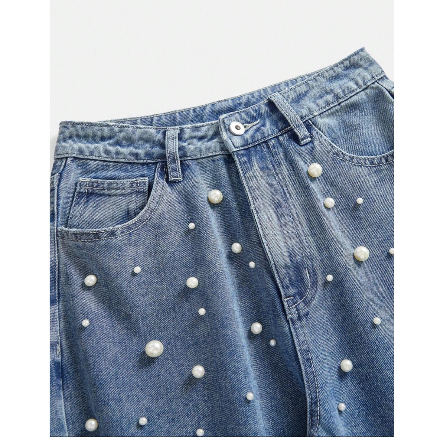 Set camisa y Jean denim con Perlas Mc