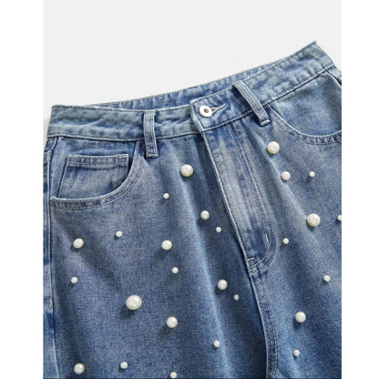 Set camisa y Jean denim con Perlas Mc