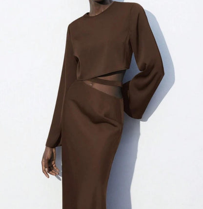 Maxi Vestido Cut Out Manga Larga