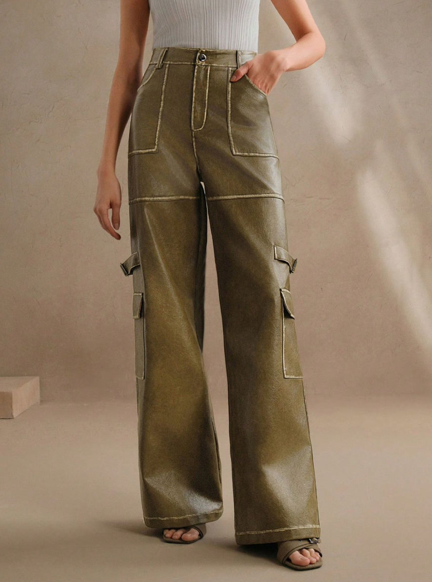 Pantalón Talle Alto Imitación Cuero