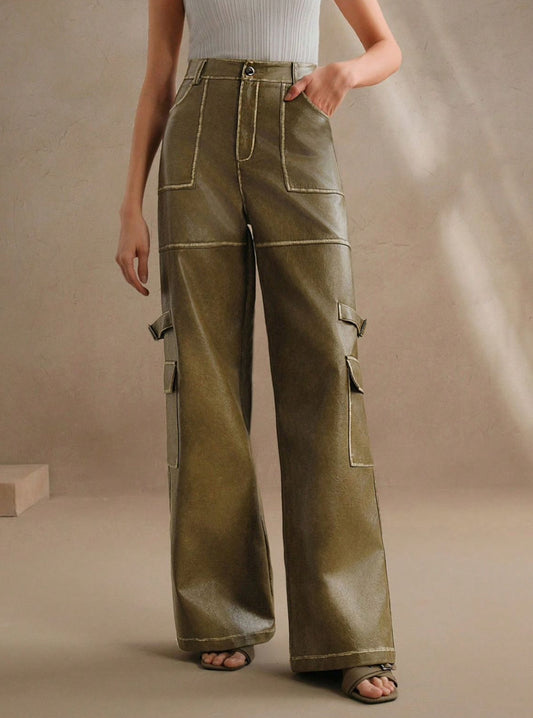 Pantalón Talle Alto Imitación Cuero