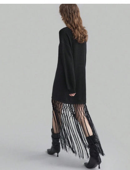 Vestido Sweater  Tejido con Flecos