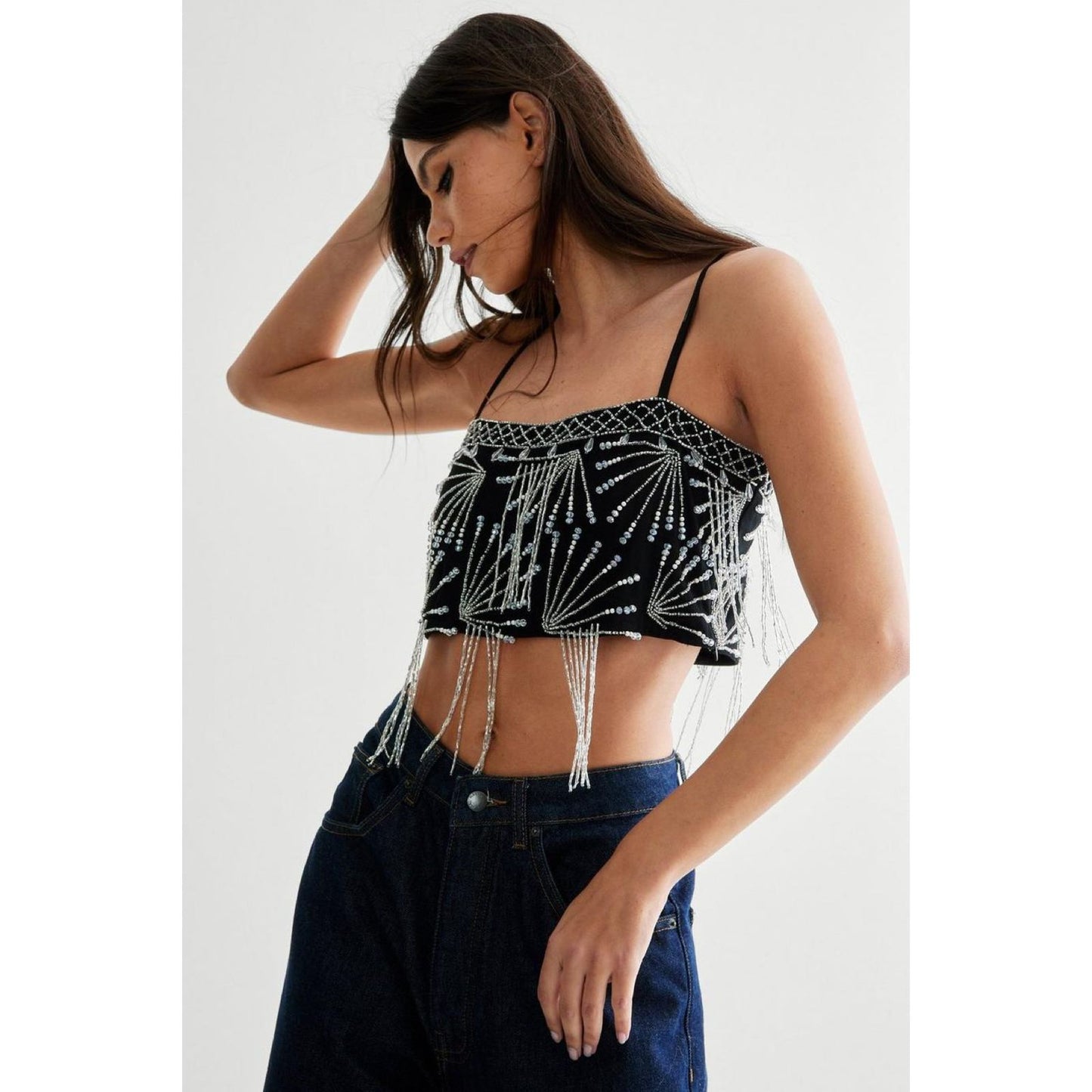 Crop Top con Apliques en Piedras