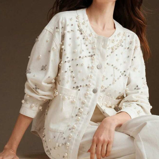 Chaqueta con Perlas y Rhinestones