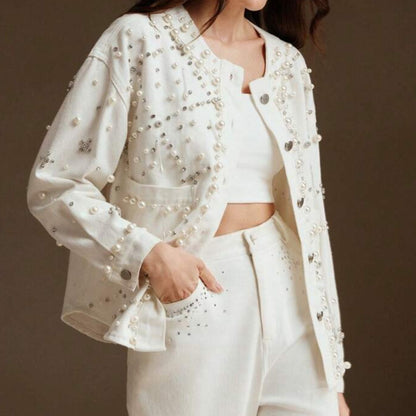 Chaqueta con Perlas y Rhinestones