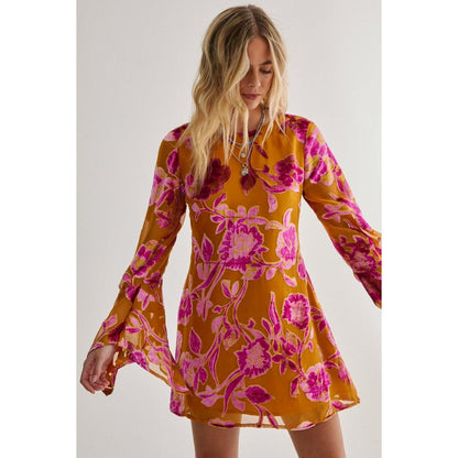 Vestido Mini Holgado con Estampado Floral