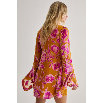 Vestido Mini Holgado con Estampado Floral