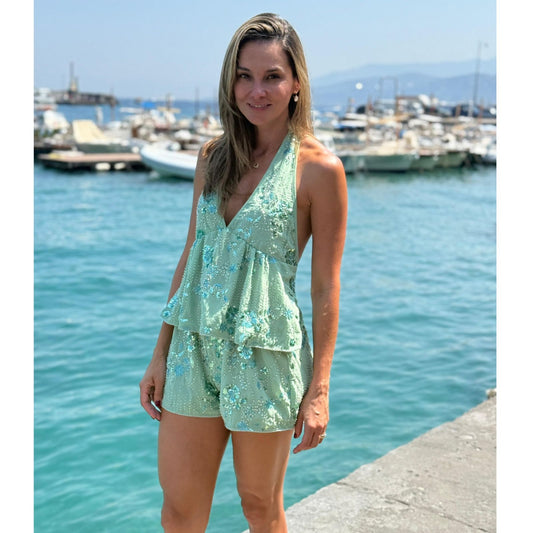 Set Top y Short con Apliques en Lentejuela