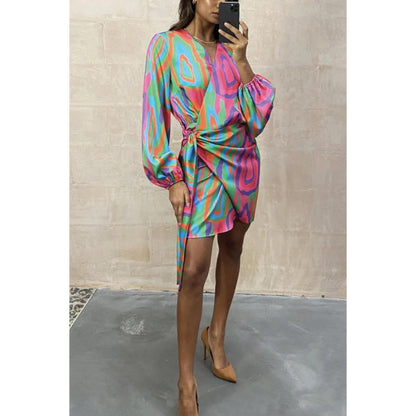 Vestido Mini Multicolor Asimétrico
