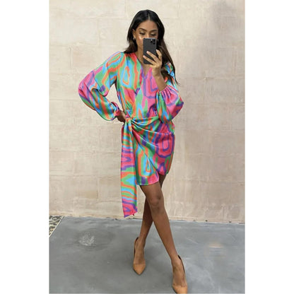 Vestido Mini Multicolor Asimétrico