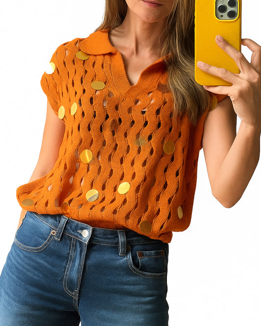 Top chaleco Tejido con Lentejuela