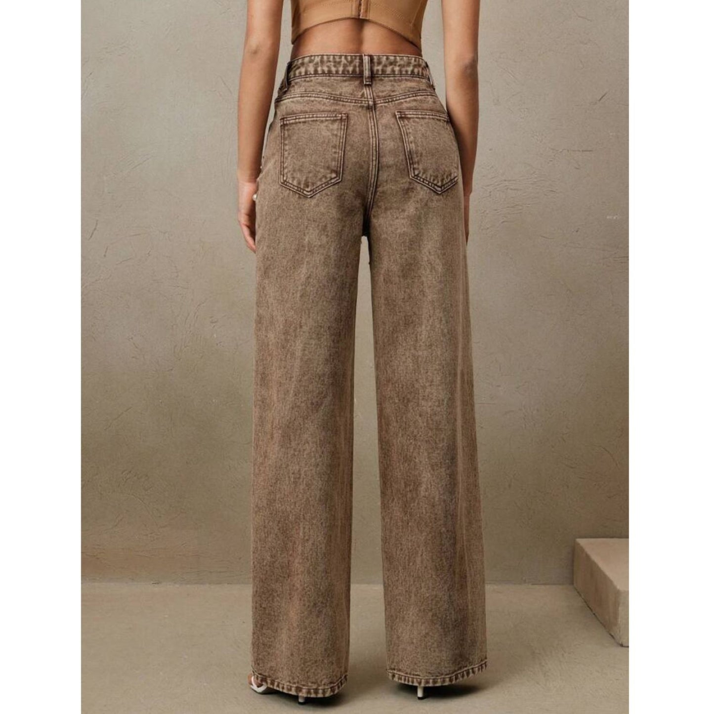 Jean Talle Alto con Apliques en Perlas