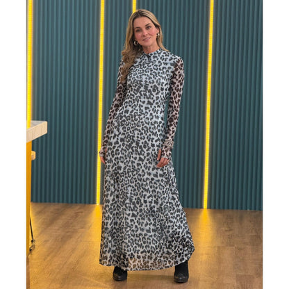 Vestido Maxi Animal Print en Malla