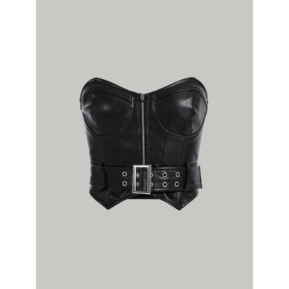 Crop Top Strapless Tipo Corset con Cinturón