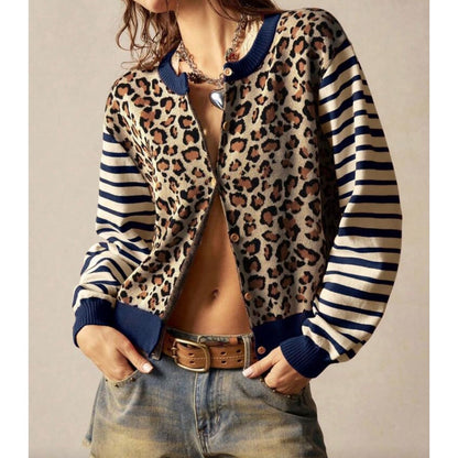 Cardigan Animal Print con Rayas