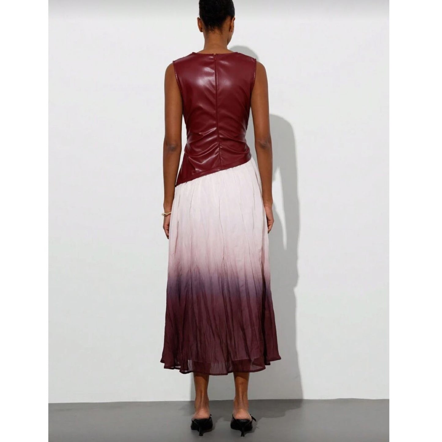 Vestido Midi 2 en 1 con Top en Cuero