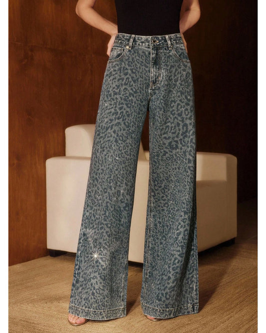 Jean con Diseño Animal Print Bota Ancha