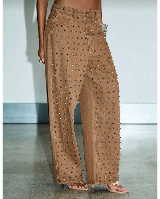 Jean Ancho con taches Metalicos