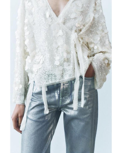 Cardigan en Lentejuela Cruzado Vm