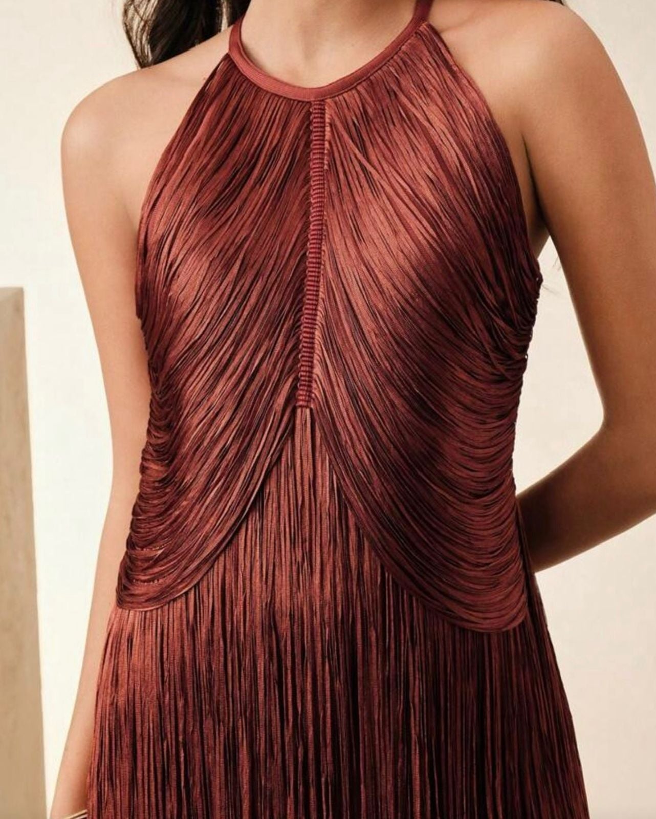 Vestido  Midi  con Flecos Vm