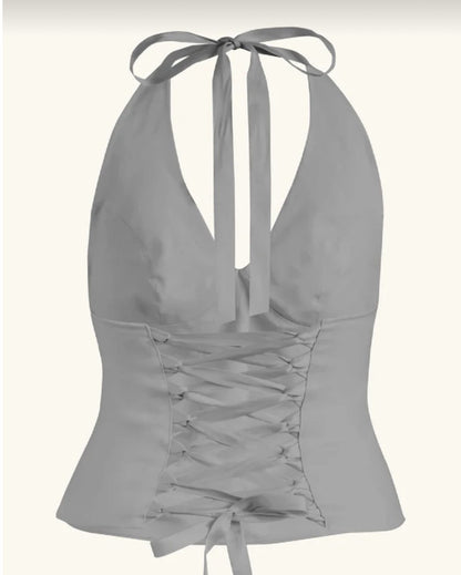 Top Halter con Apliques de Lentejuela en el Busto Vm