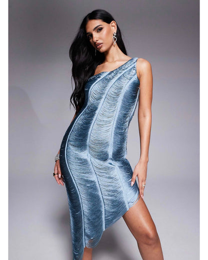 Vestido Asimétrico de un solo Hombro Vm