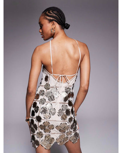 Vestido Halter con Apliques Vm