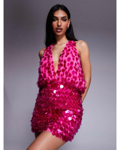 Vestido en Lentejuela con Escote en V Vm