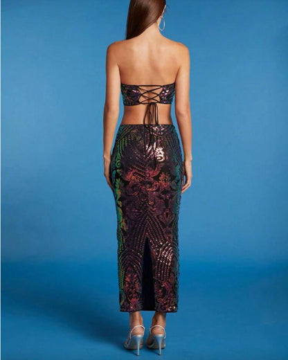 Set Top y Falda en Lentejuela Vm