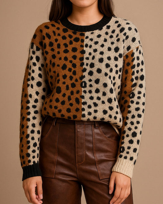 Cardigan de Punto con Estampado Animal Print